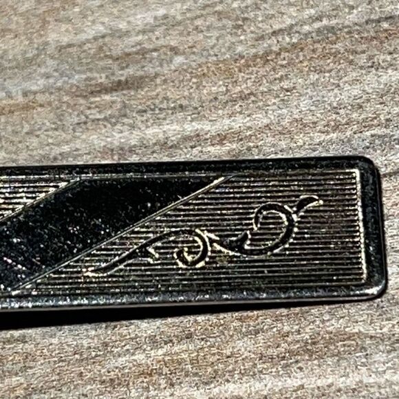 Vintage Etched Tie Clasp  Men’s Gold Tone Classic Old Money Classic Grandpa Core - Picture 5 of 6